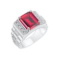 thumbnail image 2 of RYLOS Men's Rings 14K White Gold Designer Style 10X8MM Emerald Cut Shape Gemstone & Diamonds Ruby July Birthstone Rings For Men Size 12, 2 of 6