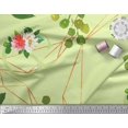 thumbnail image 3 of Soimoi Green Heavy Satin Fabric Leaves & Ranunculus Floral Printed Fabric 1 Yard 56 Inch Wide, 3 of 5