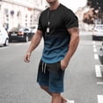 thumbnail image 1 of NTACZA Shorts Set Mens Athletic Short Sleeve Shirt Tracksuits Crew Neck Gradient Sweatsuits for Men S, 1 of 7