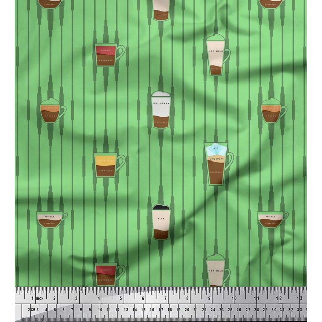 Soimoi Rayon Fabric Stripe & Drinks Summer Designs Decor Fabric Printed Yard 42 Inch Wide