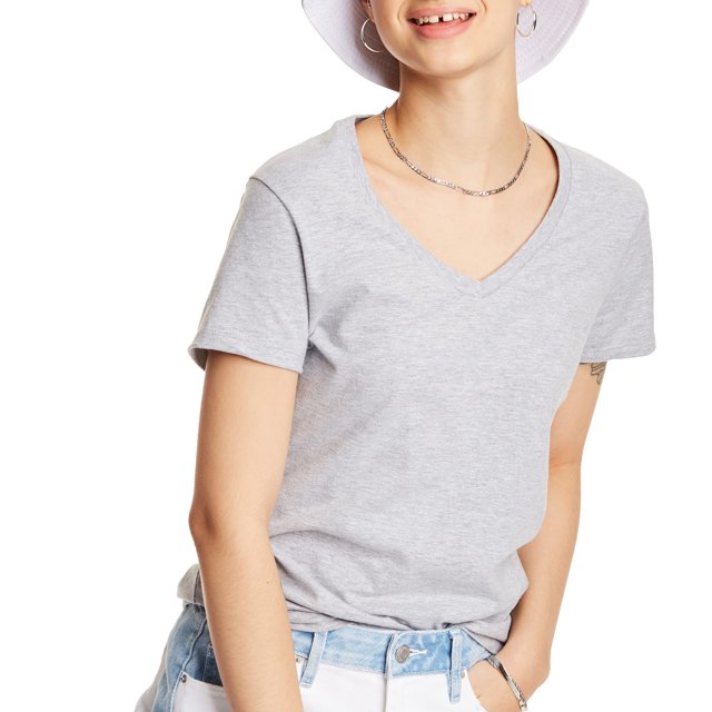 Hanes Tee-Shirt Col en V pour Femmes Nano-T