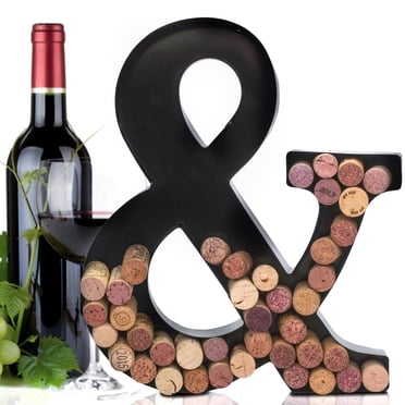 Made Easy Kit Metal Letter Wine Cork Holder, Black, Metal, Set of 1