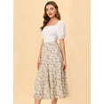 thumbnail image 3 of Unique Bargains Jupe Maxi à Volants à Étages à Taille Élastique à Imprimé Floral pour Femme, Blanc, TP, 3 of 5