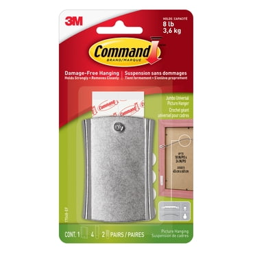 Command Universal Frame Hangers, Holds 8 lbs, Metal, Damage-Free Hanging, 1 Hanger and 4 Pairs of Strips