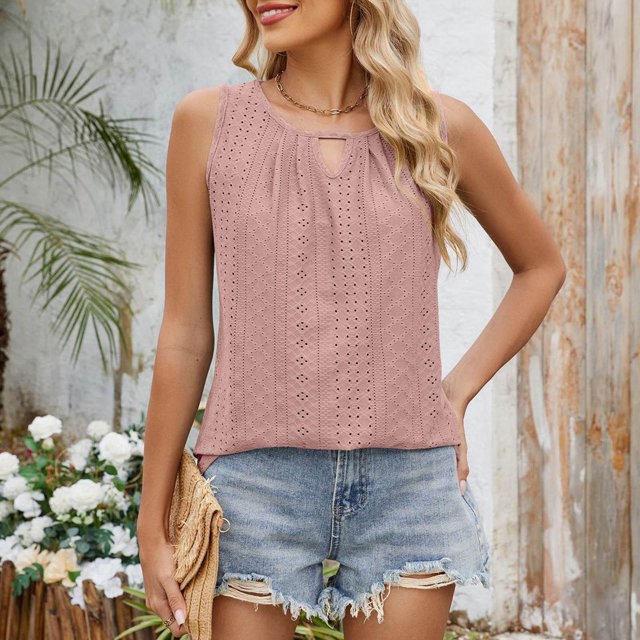 Soki Women's Tank Tops Loose Round Neck Ruched Sleeveless Tops Casual Basic Vest Shirts