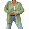 thumbnail image 1 of Blouses For Women Long Sleeve Collar Drop Shoulder Pocket Patched Shirt, 1 of 5