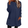 thumbnail image 1 of Birdeem Womens Round- Neck and Winter Loose Solid Pocket Warm Long Sleeve Blouse Tops, 1 of 1