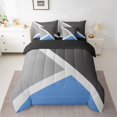 thumbnail image 2 of YST Geometric Triangle 7-Piece Bedding Set, King Size, Blue Dark Grey Light Gray, Modern Geometry, 2 of 5