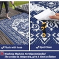 thumbnail image 4 of GlowSol 9x18 Outdoor Rug Waterproof Carpet Patio Rug Indoor Outdoor Area Rug Reversible Rug for Picnic Beach Deck-Outdoor, Dark Blue/White, 4 of 8