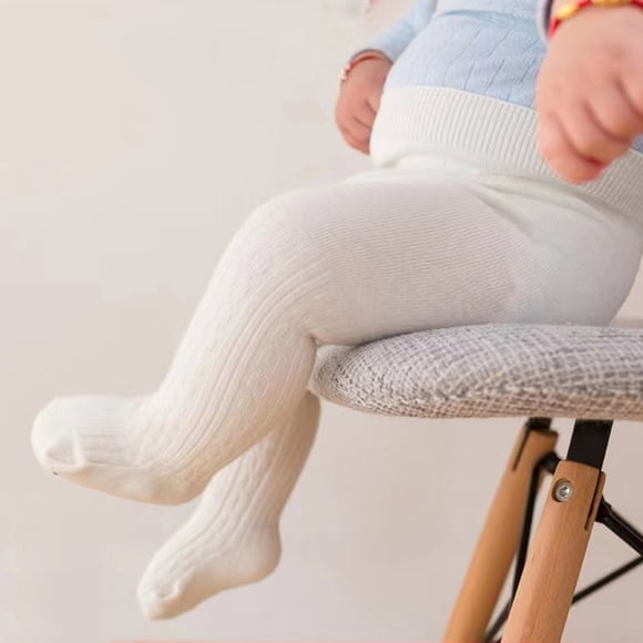 Fgnfyis Baby Toddler Girls Boys Cable Knit Tights Cotton Footed Leggings Pantyhose Stocking Pants 0 to 6Years Baby Socks Newborn 0 White