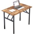 thumbnail image 1 of Folding Computer Desk Foldable Work Desk Table Writing Desk Folding Home Office Desk  No  to Assemble  Teak&, 1 of 5