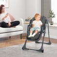 thumbnail image 4 of Gymax Chaise Haute pour Bébé avec 7 Hauteurs et 3 Repose-Pieds, Porte-Gobelet Réglable, 2 Roues, Gris, 4 of 10