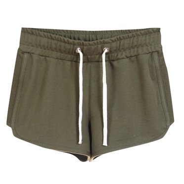 EQWLJWE Pantalons Courts pour Femmes Mode Été Poche Solide Décontracté Élastique Taille Haute Shorts d'Entraînement