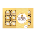 FERRERO ROCHER Fine Hazelnut Milk Chocolate Gift Box, 12 Individually Wrapped Chocolates