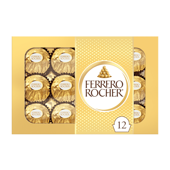 Boîte-cadeau de fins chocolats au lait et aux noisettes FERRERO ROCHER, 12 chocolats