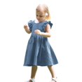 thumbnail image 3 of WEAIXIMIUNG Robes Athlétiques avec Manches Enfants Filles Tout-Petits Lin Uni à Volants Nœud Sans Manches Robes, 3 of 7