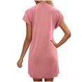thumbnail image 4 of Ovzne Robes pour Femmes Robe Femme Décontractée Couleur Unie Col Rond Manches Courtes Robe Décontractée Robe d'Été Manches Courtes Liquidation, 4 of 7
