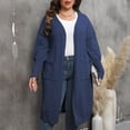 thumbnail image 2 of CEHVOM Women's Fashion Solid Color Plus-Size Loose MIDI Style Double Pockets Sweater Tops Clearance, 2 of 4