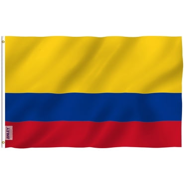 Anley Fly Breeze Drapeau de la Colombie 3 X 5 Pieds - Couleur Vive et Résistant à la Décoloration UV - Tête en Toile et Double Piqûre - Drapeaux Nationaux Colombiens en Polyester avec Oeillets en Laiton 3 X 5 Pi