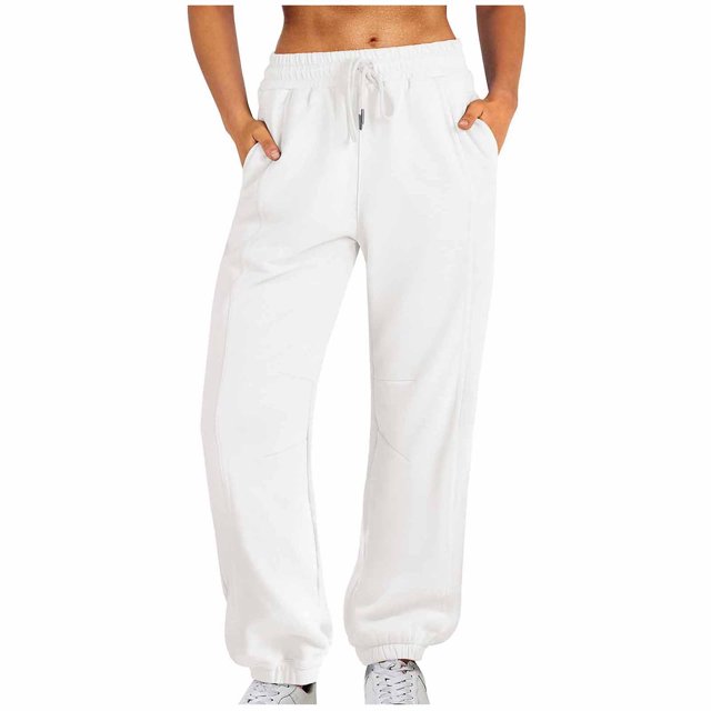 RKSTN Womens Pants Sweatpants Baggy Loose Mid Rise Fleece Workout Active Long Jogger Sweat Pants With Pockets Loose Fitting Long Pants