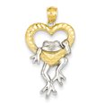 thumbnail image 1 of Pendentif Grenouille en Or Jaune Plaqué Rhodium et Diamant Rhodié en Cœur, 1 of 2