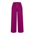 thumbnail image 4 of Timegard Womens Wide Leg Pants Summer Elastic High Waisted Button Lightweight Casual Pants with Pockets, 4 of 4