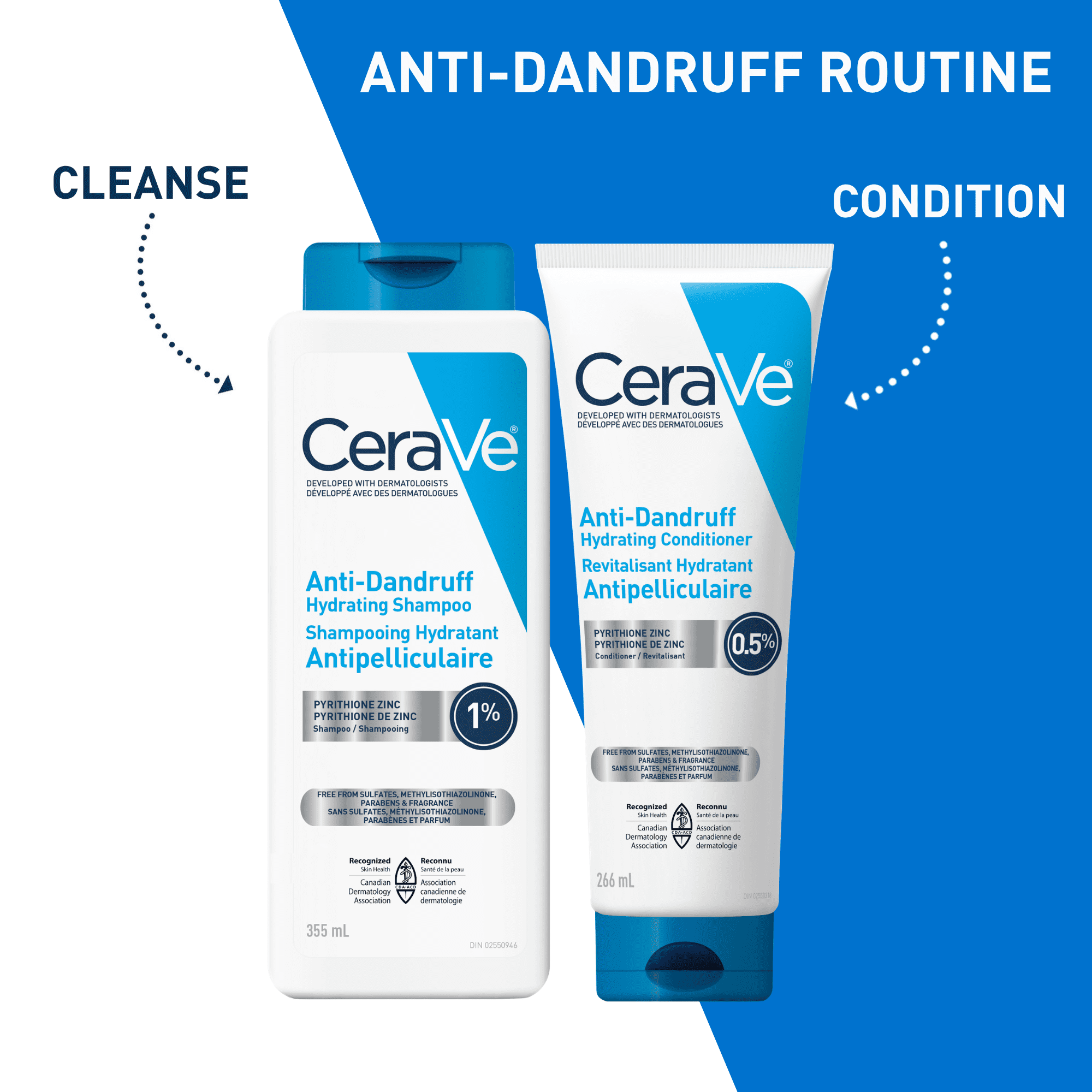 CeraVe Anti-Dandruff Hydrating Conditioner, Clinically Tested Conditioner with 0.5% Pyrithione Zinc, 266mL