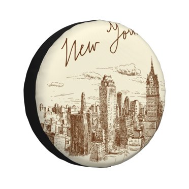 Vsdgher New York pour Housse de Pneu de Rechange, Protecteur de Roue de Pneu Housse de Roue Compatible avec Camion,Remorque,VR,VUS,Campeur et la Plupart des Véhicules-14 Pouces