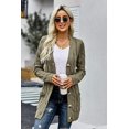 thumbnail image 3 of Women's Cable Knit Long Sleeve Sweater Button Open Front Cardigan Loose Outerwear with Pocket, 3 of 3