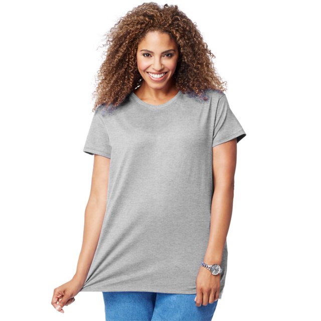 Just My Size T-Shirt Col Rond à Manches Courtes en Jersey de Coton pour Femmes, 2X, Acier Clair