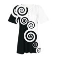 thumbnail image 5 of Pompotops Mode Femme Décontractée Imprimé Col Rond Ample Manches Courtes T-shirt Haut Blouse Chandail Liquidation, 5 of 5