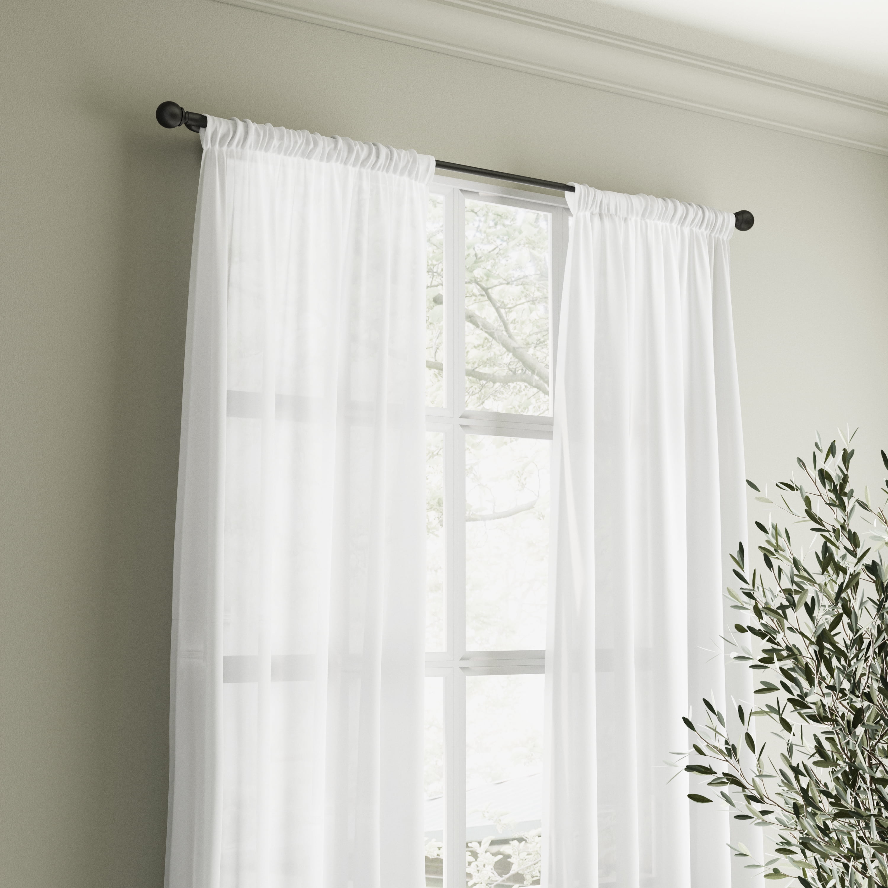 Mainstays Easy Install Tige décorative de rideau à boule, ajustable, 18 » - 48 », noire
