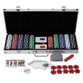 thumbnail image 1 of Tradeopia Ensemble de Poker 500 Jetons, Comprend : 1 Jeton de Dealer, 2 Jeux de Cartes à Jouer, 5 dés Rouges, Étui en Aluminium, Ensemble de Poker Texas Holdem, 1 of 7
