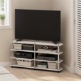 thumbnail image 2 of Pemberly Row Easy Assembly 4-Tier Corner TV Stand for White Oak/Stainless Steel, 2 of 6