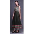 thumbnail image 3 of Bimba Black3 Ikat Imprimé Femme Designer Col Mandarin Robe Anarkali Ethnique Indienne Kurta Très Grand, 3 of 6