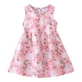 thumbnail image 1 of Pisexur Robe Fille Été Imprimé Floral Robe à Volants Sans Manches Ample Plissée Midi 1-6 Ans, 1 of 4