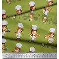 thumbnail image 2 of Soimoi polyester Crepe Fabric Cook Girl Print Fabric by the Yard 42 Inch Wide, 2 of 3