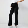 thumbnail image 1 of Maternity Pants Flare Over The Belly Stretchy Work Pregnancy Trousers Wide Leg Design with Pockets for Comfort and Style, 1 of 7