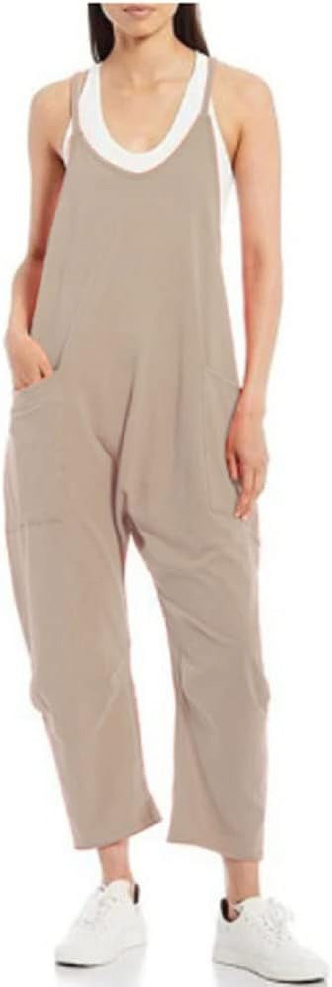 ORUYROP Combinaison Décontractée Sans Manches pour Femmes avec Poches, Unie, Polyester, Jambe Grand, Taille Unique