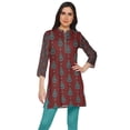 thumbnail image 1 of Moomaya Kurtis Courtes à Col Montant en Poly-Crêpe pour Femmes, Haut de Robe Imprimé, 1 of 5
