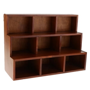 3 Affichage de la plate-forme de bibliothèque en bois Tier 9- Organisateur de l'unité de stockage de la plate-forme Brown