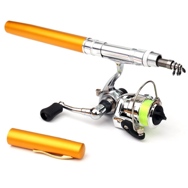 Pocket Collapsible Fishing Rod Reel Combo Mini Pen Fishing Pole Kit Telescopic Fishing Rod Spinning