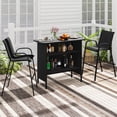 thumbnail image 4 of Costway 3 PCS Outdoor Bar Set Bar Height Table & Armchairs with Footrest 2-Tier Shelf Black, 4 of 10