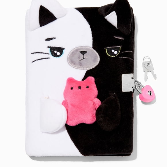 Claire's Diary With Lock For Girls | Moody Cat– Black and White