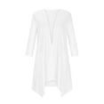 thumbnail image 3 of Mrat Sheer Cardigan for Womens 3/4 Sleeve Tops with Pocket Solid Irregular Flowy Jacket S-86 White XL, 3 of 5