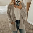 thumbnail image 2 of Fleece Cardigan Sweaters for Women Soft Long Sleeve Jacket with Pockets Button Down Open Front Fall Clothes, 2 of 5