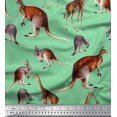 thumbnail image 1 of Soimoi Green polyester Crepe Fabric Kangaroo & Giraffe Animal Print Fabric by Yard 42 Inch Wide, 1 of 3