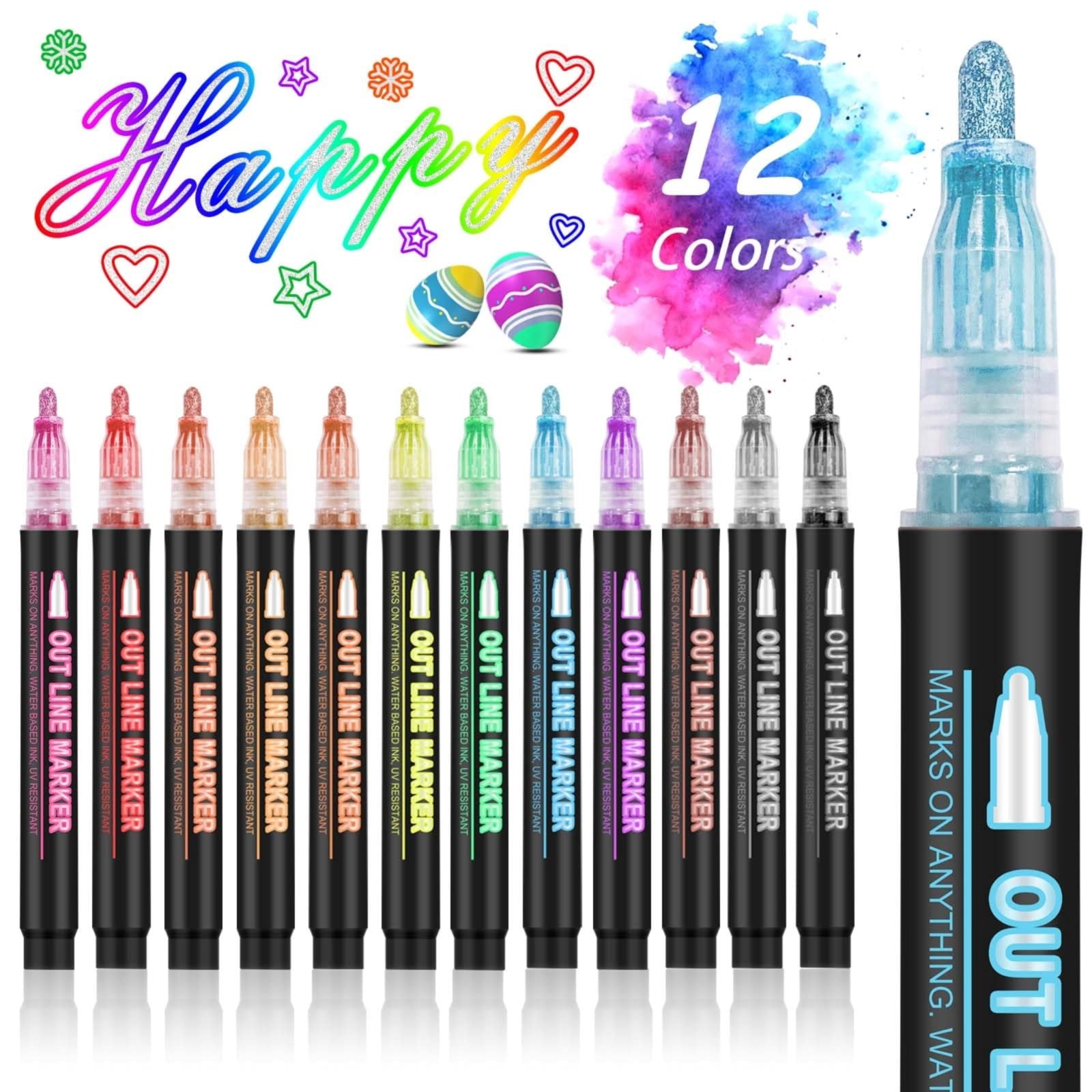 Multicolor Watercolor Pen 12 Colors, Double Line Outline Markers 36 Colors Super, Home and Kitchen, 1X Watercolor Pen Box, By Meiiso