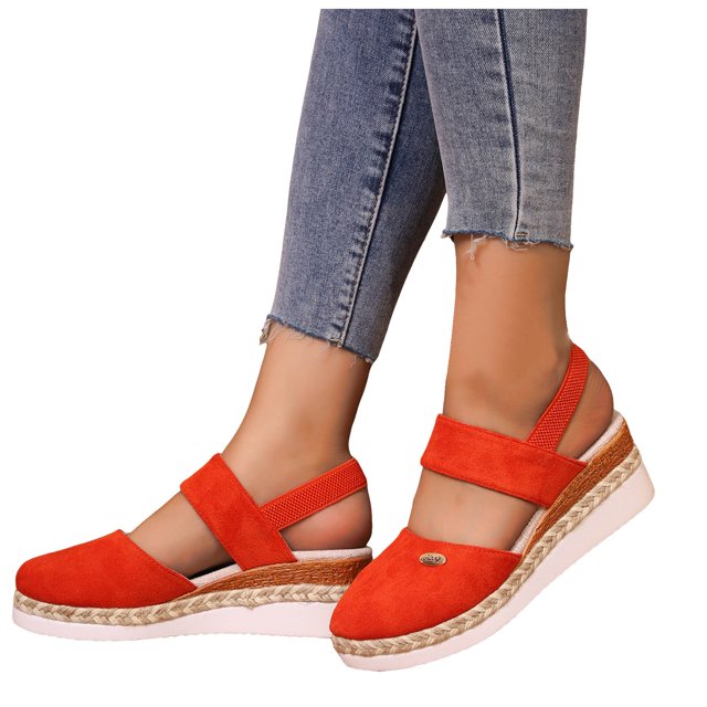 Platform Wedge Sandals For Women 2025 Summer Spring Closed Toe Espadrilles High Heels Slingback Dress Sandals
