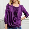 thumbnail image 2 of Timegard Plus Size Tops for Women Drawstring Ruched Long Sleeve Sequin Top Fall Dressy Casual Comfy, 2 of 9